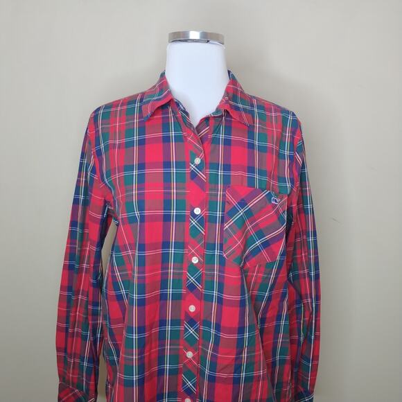 Vineyard Vines Button Up Shirt Relaxed Stewart Tartan Plaid - Picture 2 of 9